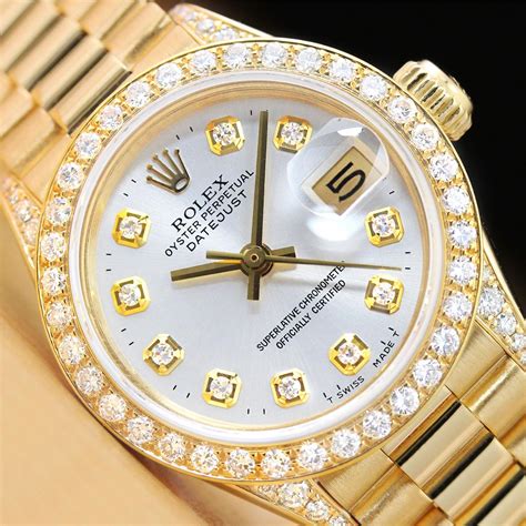 rolex president women's|women's Rolex watch diamond bezel.